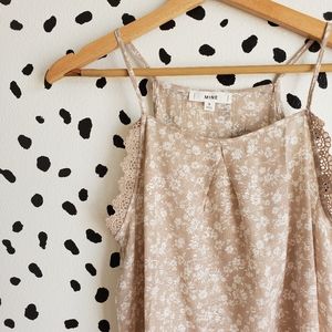 Tan Floral Spaghetti Strap Top
